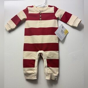 Burt's Bees Red & Cream Striped Baby Footie